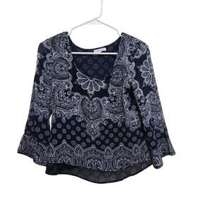 Patrons of Peace Boho Paisley Bell Sleeve Blouse XS